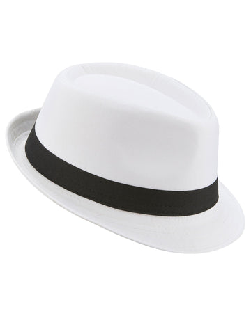 Bílý klobouk Borsalino s černým pruhem pro dospělé