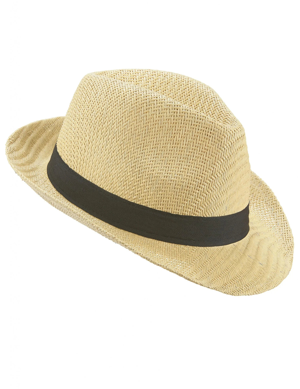 Dospělý ecru klobouk borsalino s černým pruhem