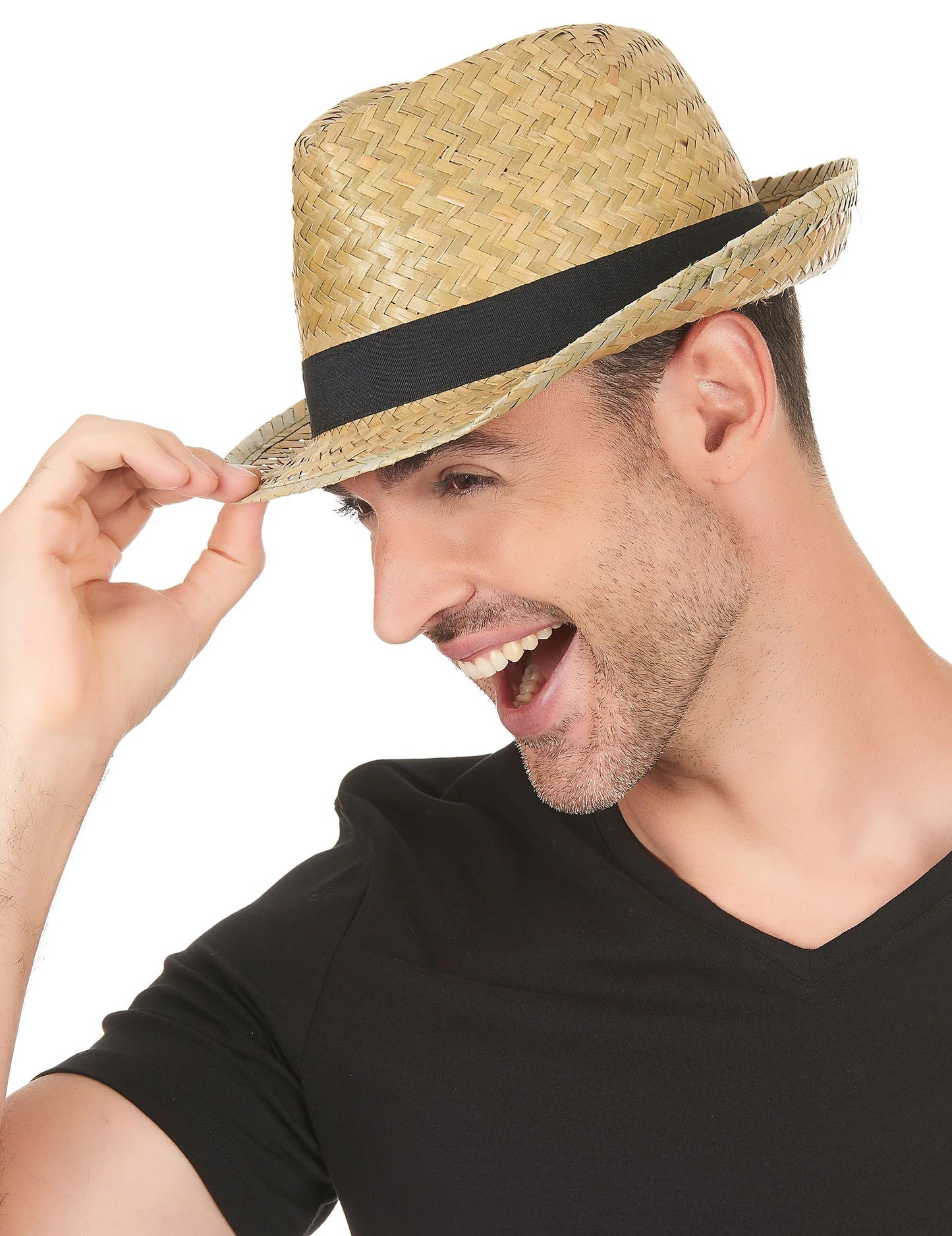 Borsalino klobouk z pšeničné slámy pro dospělé s černým pruhem