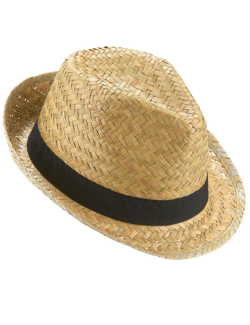 Boční pohled na slaměný borsalino klobouk pro dospělý