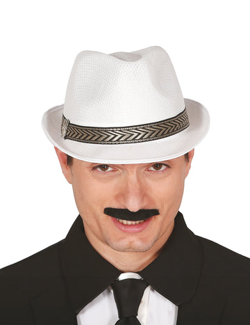 Bílý klobouk trilby borsalino pro dospělé