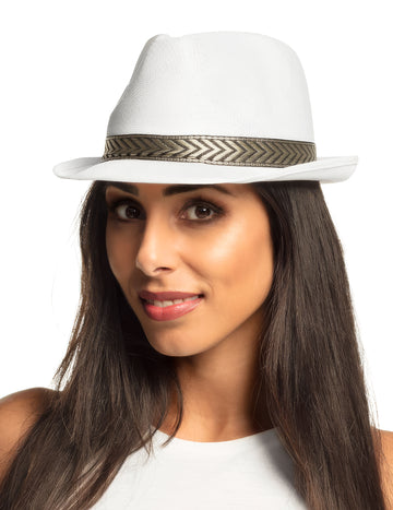 Bílý klobouk trilby borsalino pro dospělé