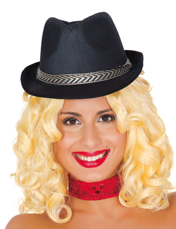 Černý klobouk trilby pro dospělé borsalino