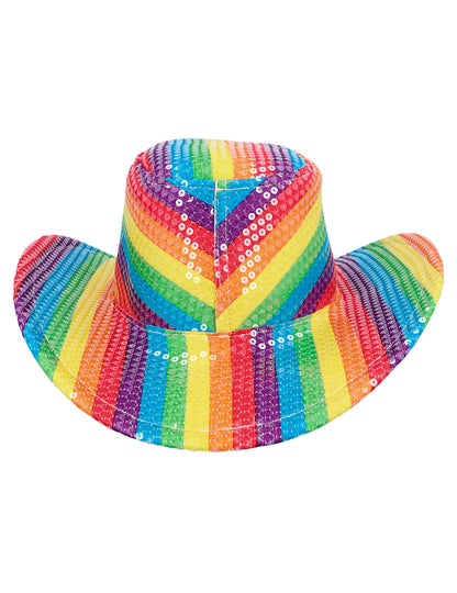 Chapeau cowboy à paillettes arc en ciel adulte