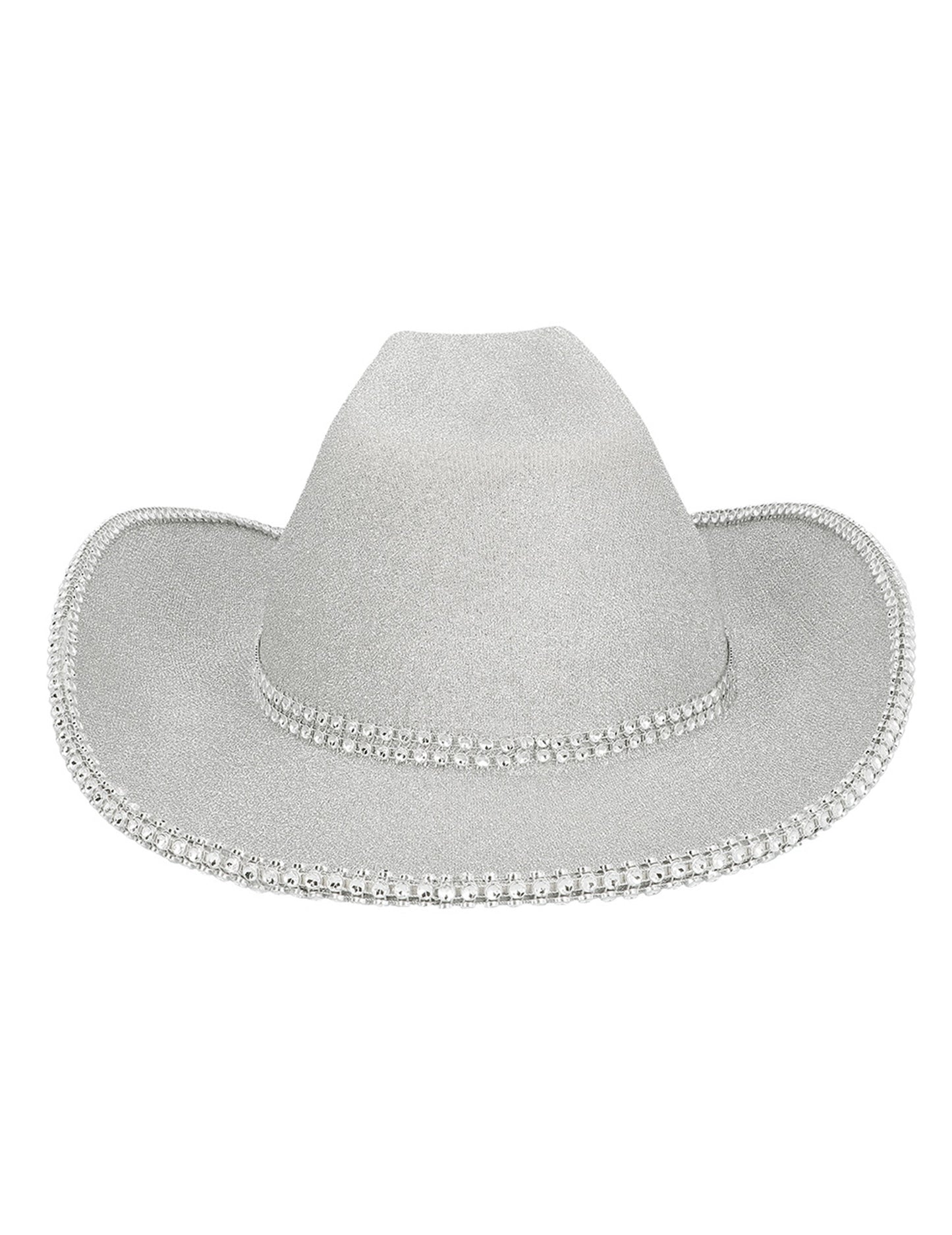 Stříbrný flitrovaný kovbojský klobouk pro dospělé