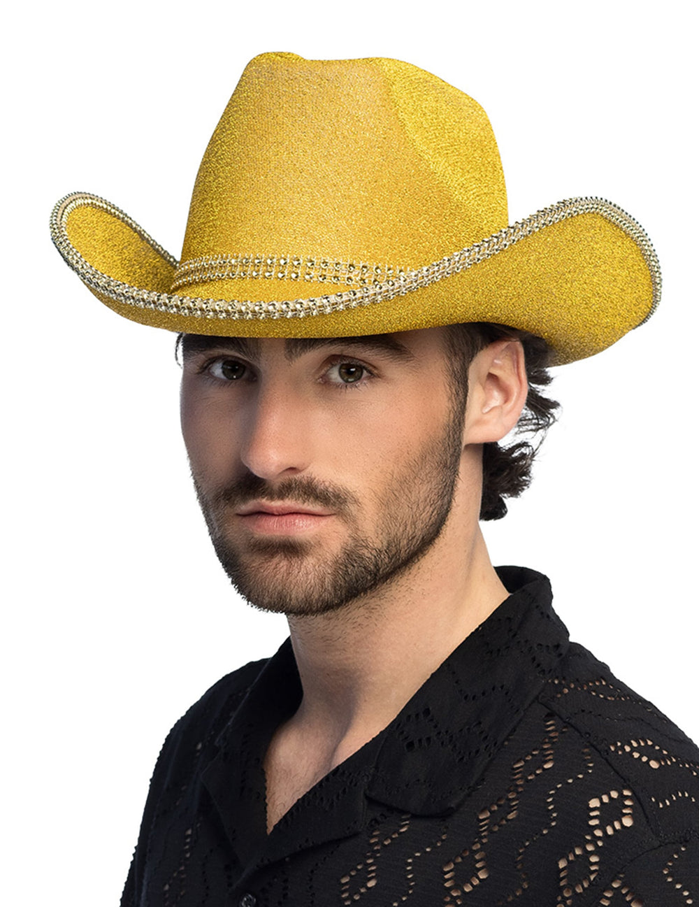 Chapeau cowboy pour adulte à paillettes dorées