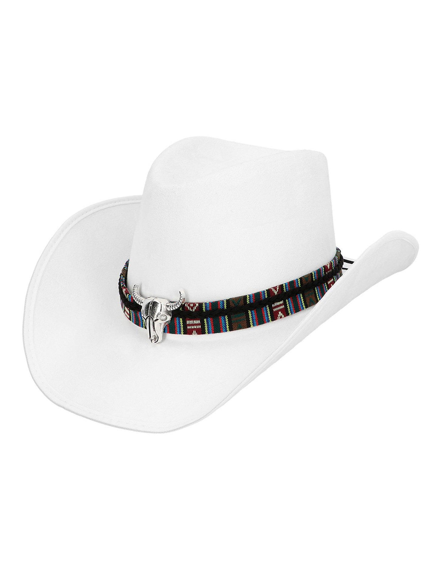Bílý kovbojský klobouk pro dospělé s buvolí hlavou