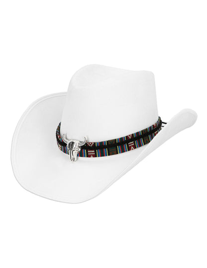 Bílý kovbojský klobouk pro dospělé s buvolí hlavou