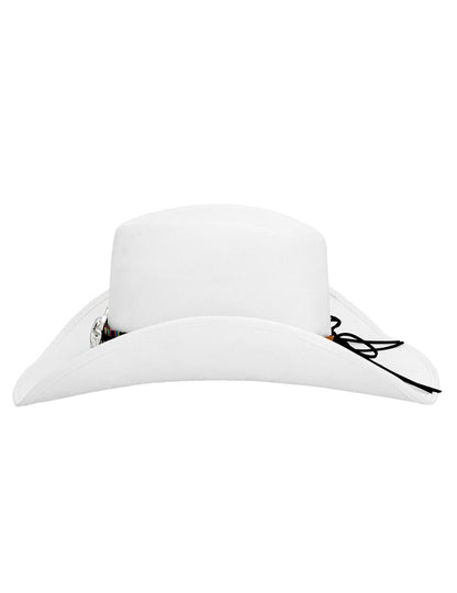 Bílý kovbojský klobouk pro dospělé s buvolí hlavou