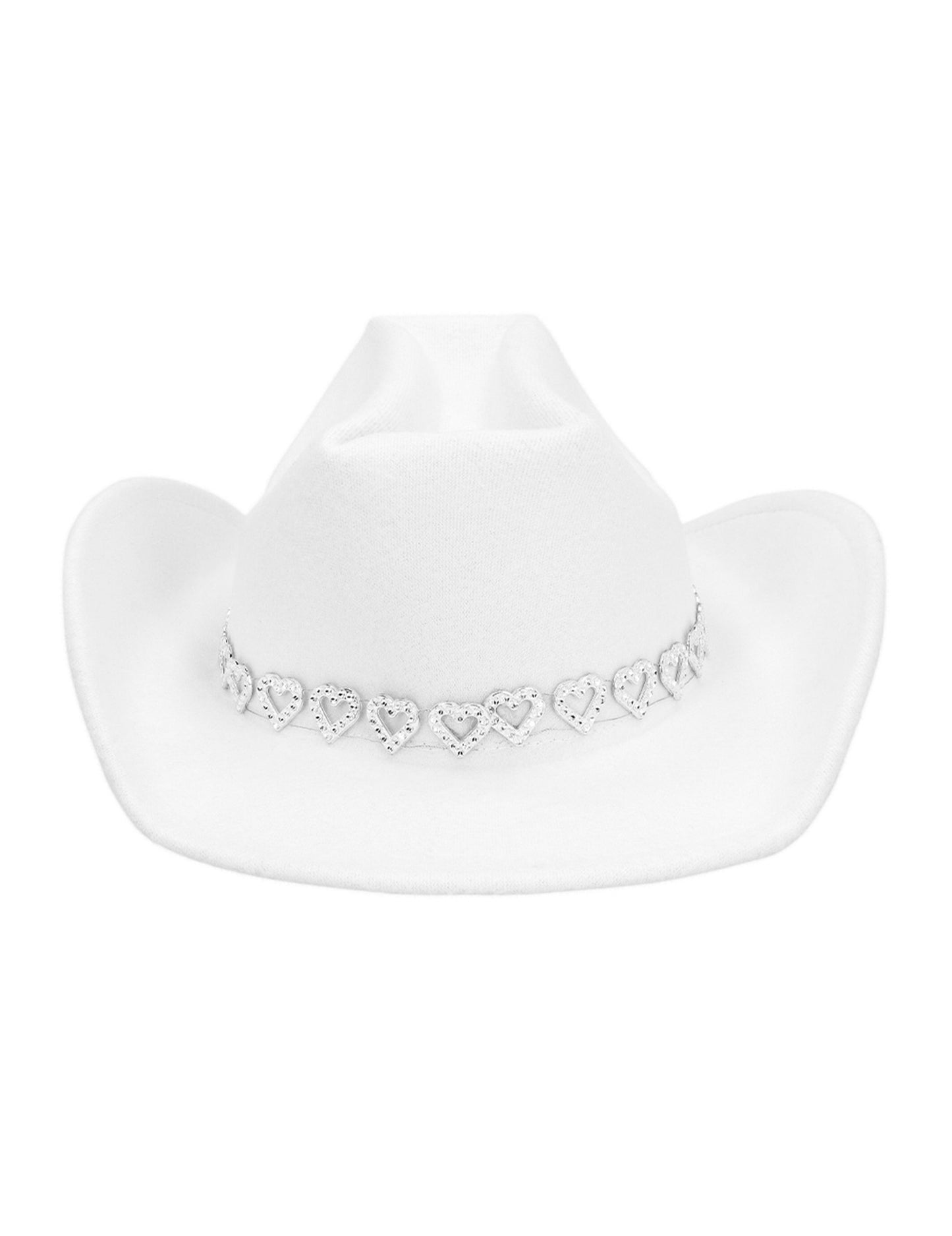 Bílý kovbojský klobouk s třpytivými srdíčky pro dospělé 