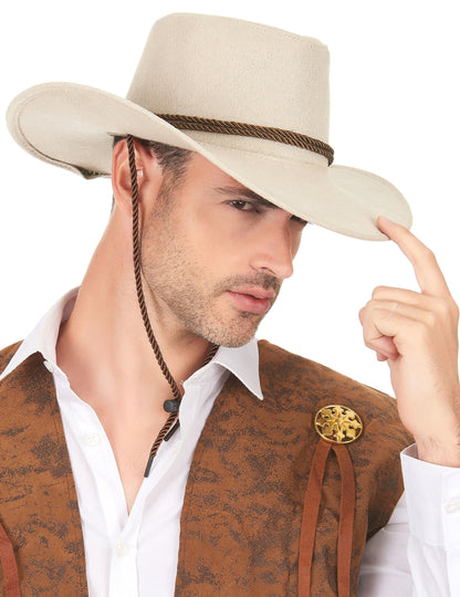 Chapeau de cowboy luxe pour adulte beige en suede