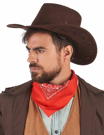 Chapeau de cowboy pour adulte marron effet suédé