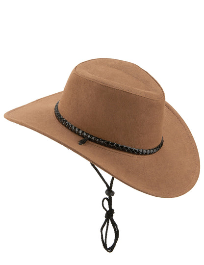 Chapeau cowboy luxe pour adulte marron en suede
