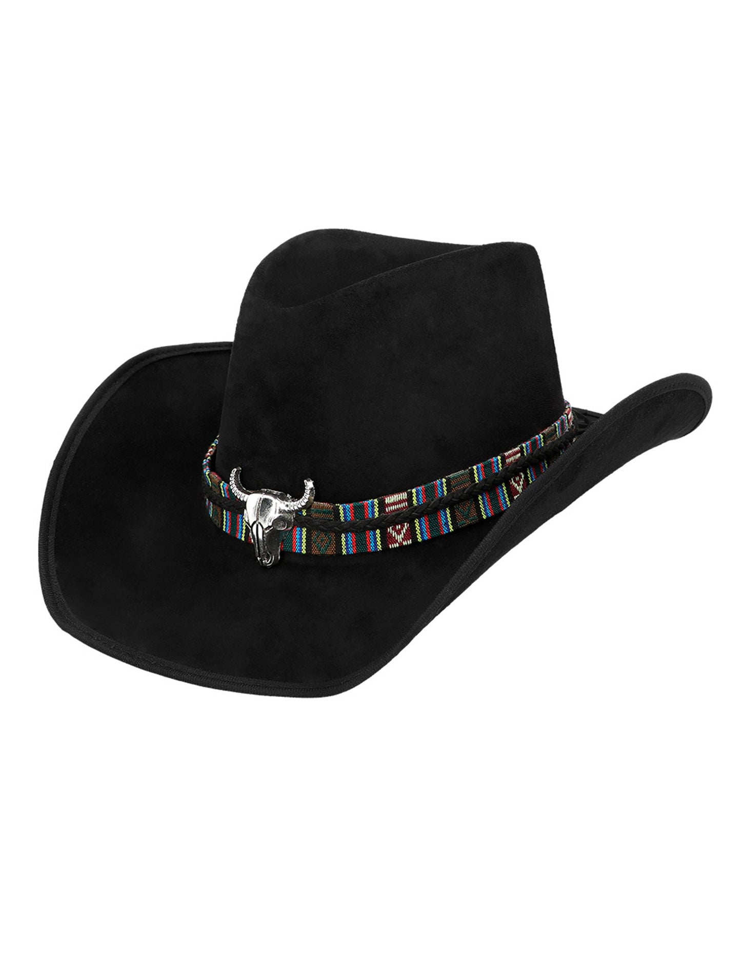 Černý kovbojský klobouk pro dospělé s buvolí hlavou