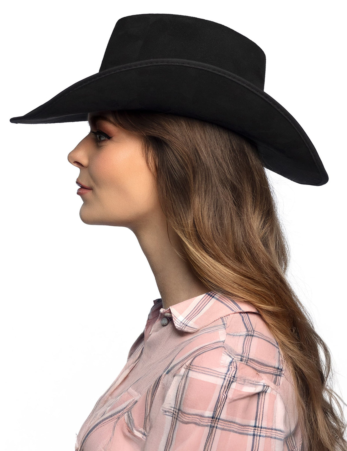 Vue de profil du chapeau de cowboy à tête de buffle