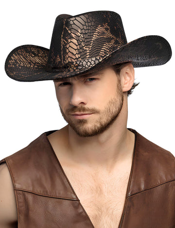 Kovbojský klobouk pro dospělé z kobrí kůže