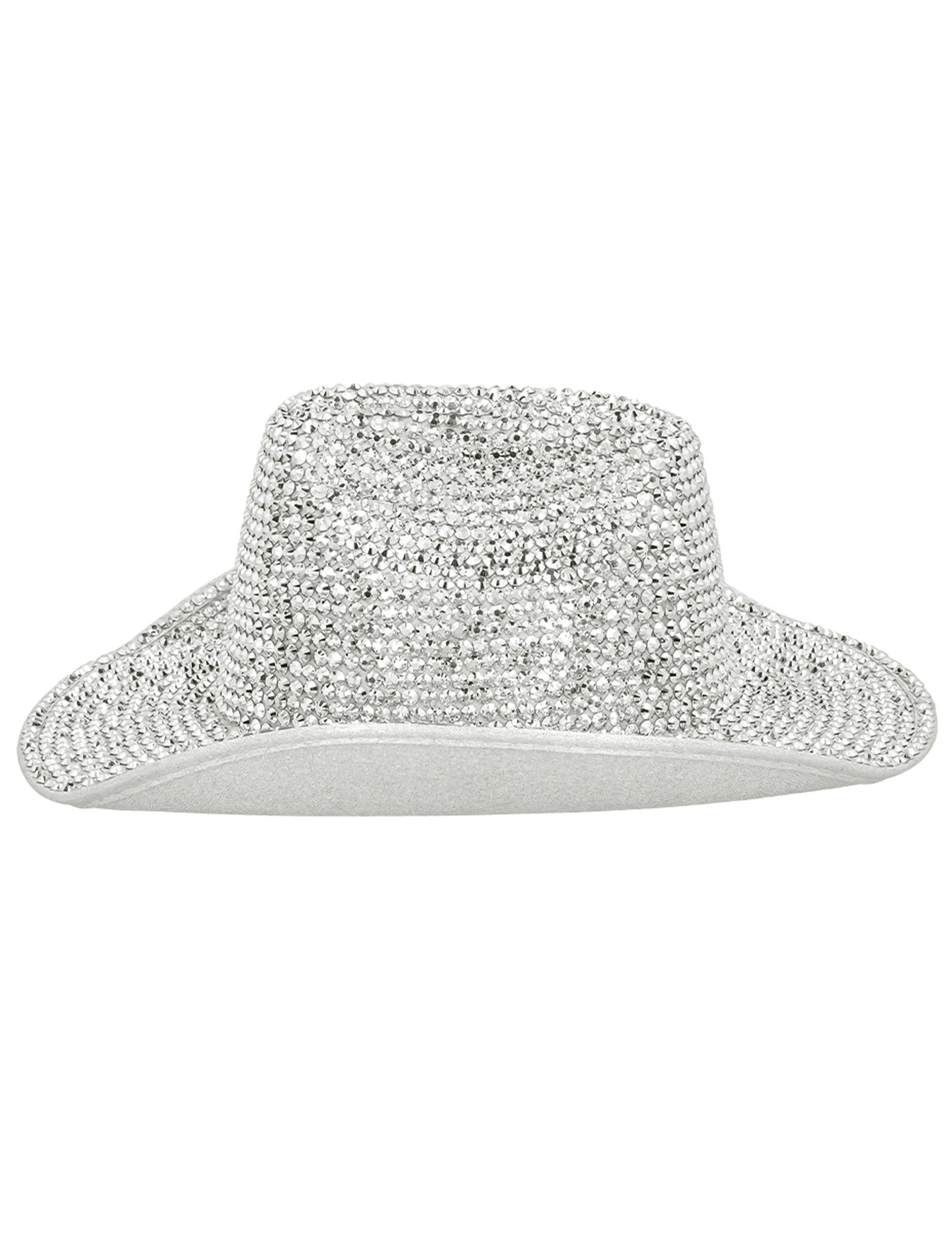 Vue de côté du chapeau de cowboy pour adulte strass argenté