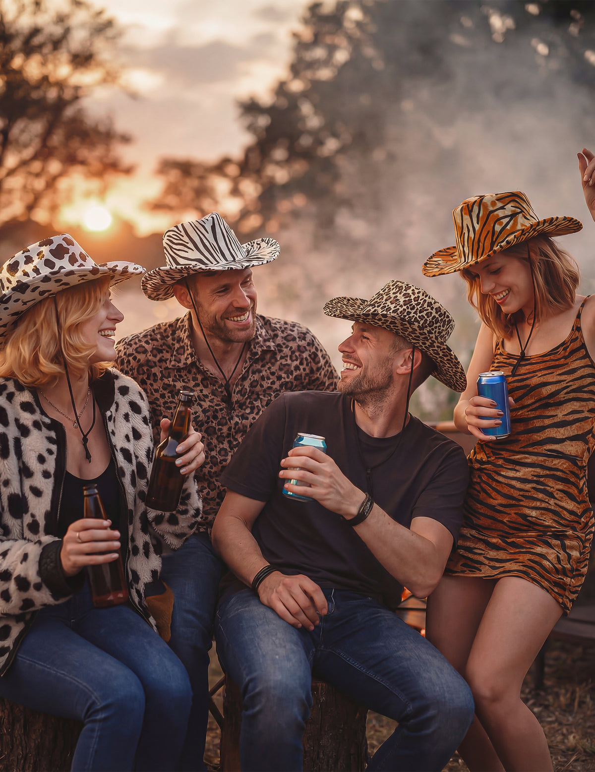 Mise en situation festive du chapeau de cowboy tigre