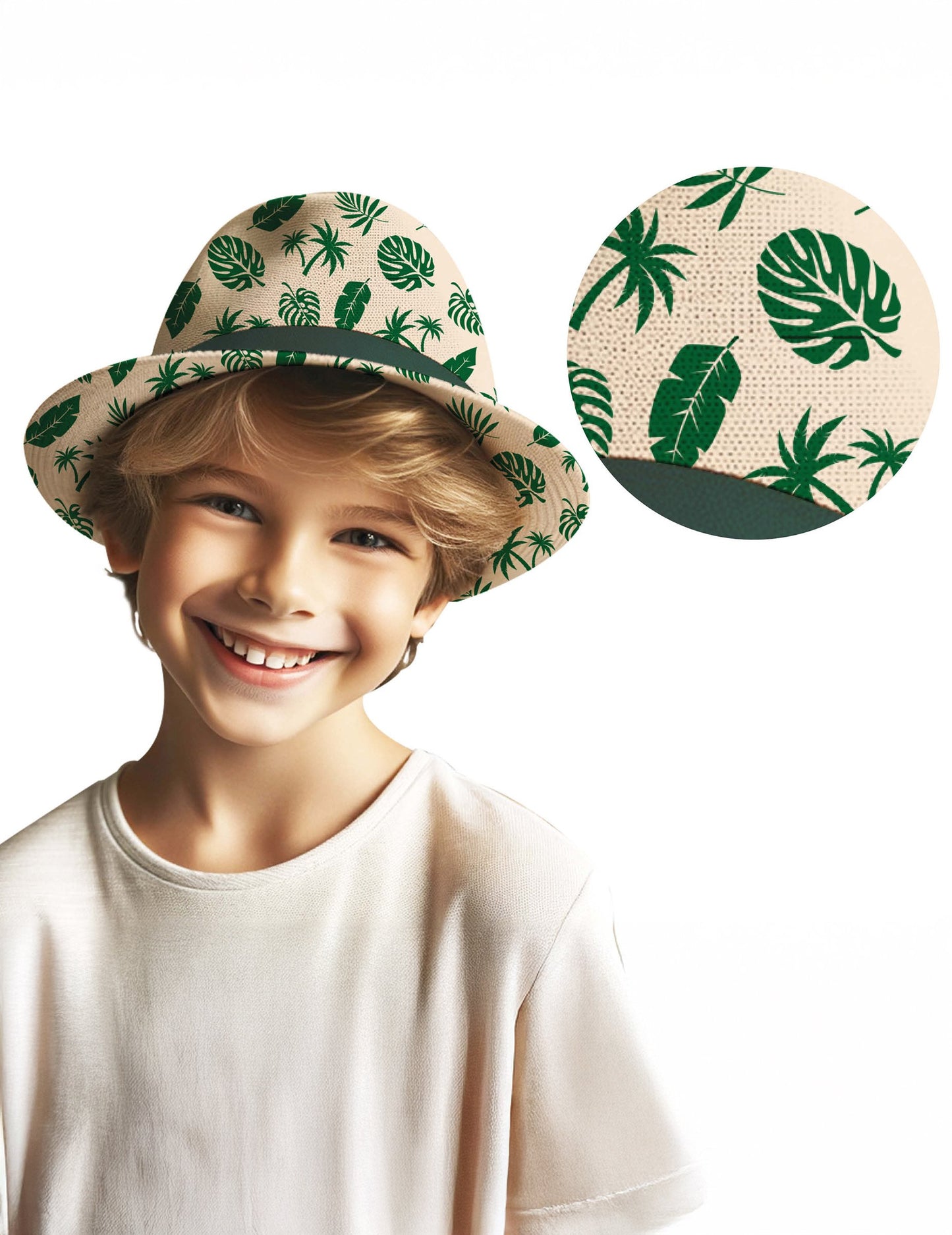 Chapeau d'été enfant motif feuille