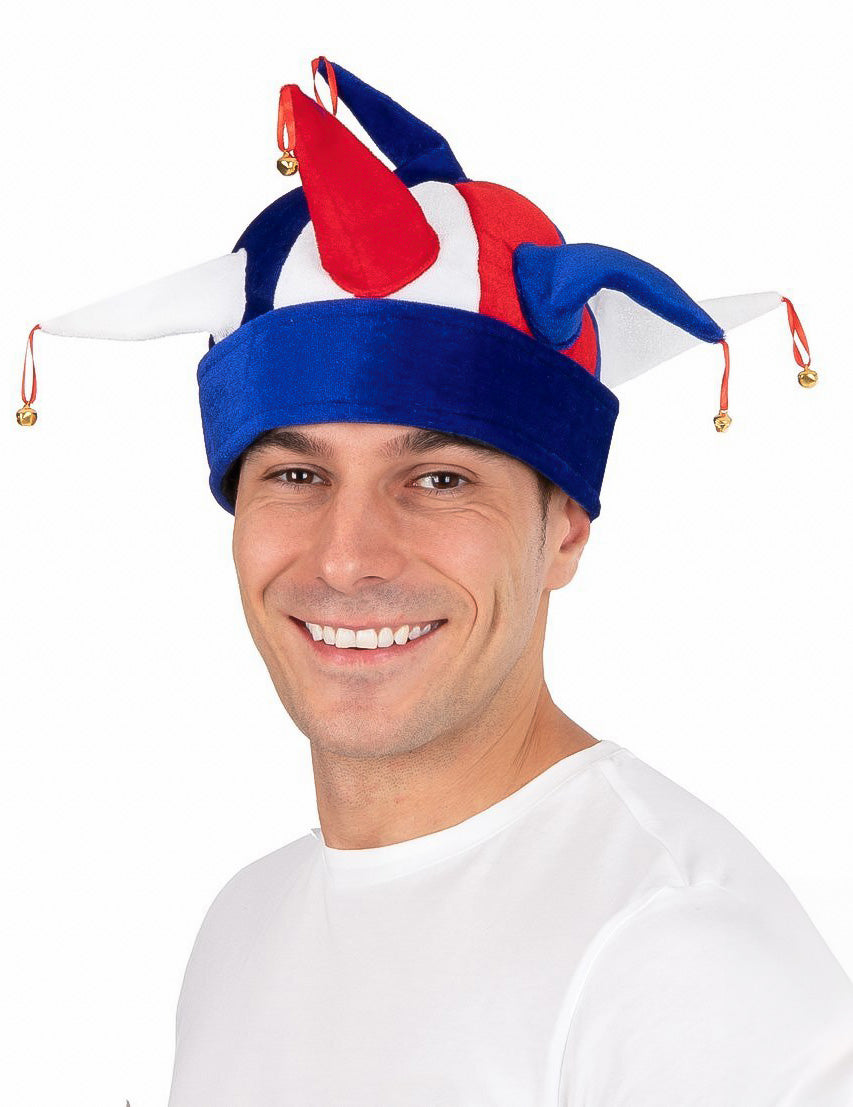 Trikolórní šaškovská čepice pro francouzské fanoušky