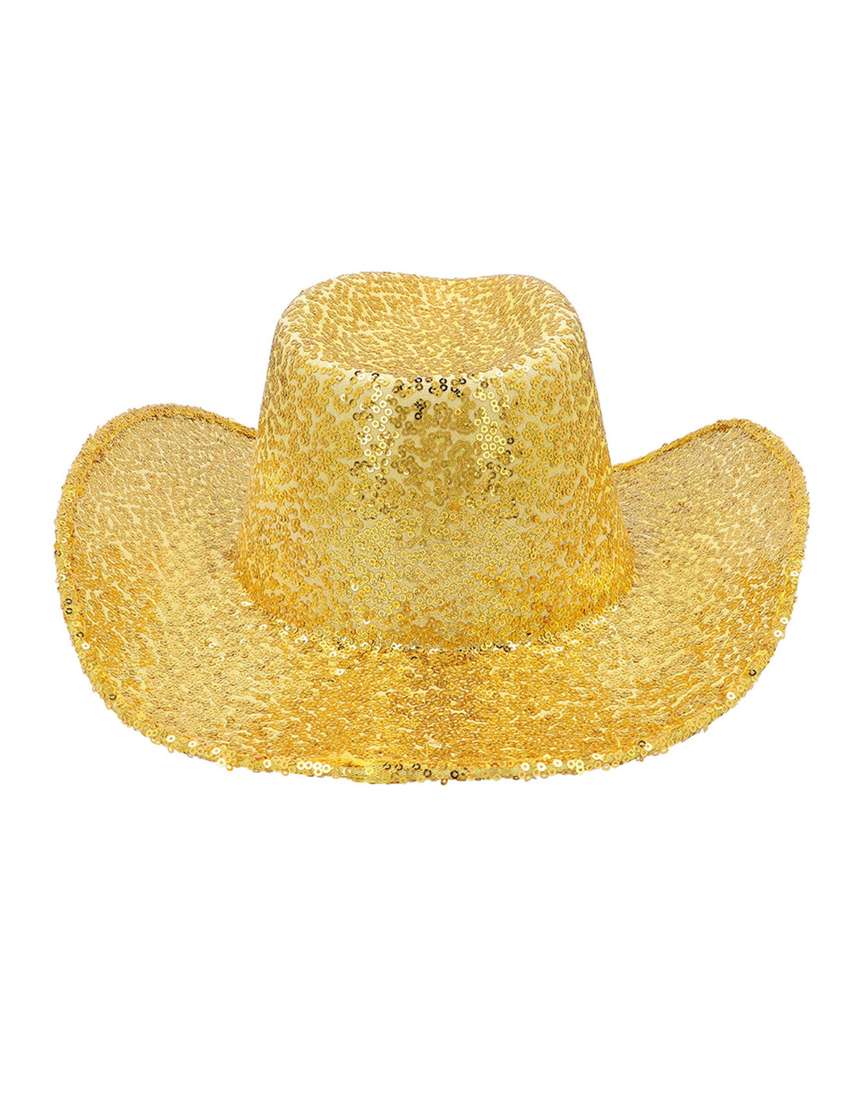Vue de dessus du chapeau de cowboy à sequins pour adulte doré