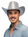 Chapeau de cowboy à sequins pour adulte argenté