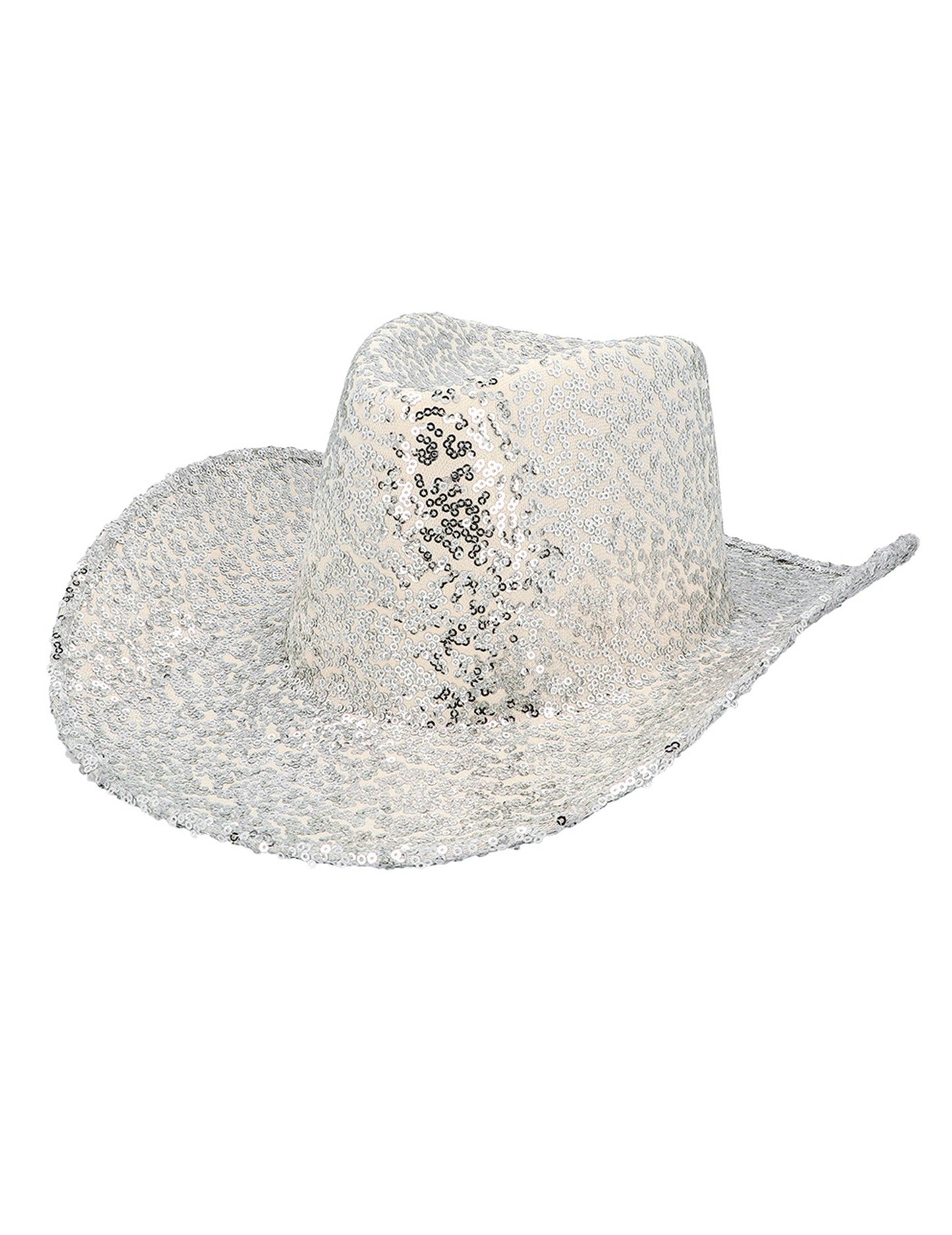 Stříbrný flitrovaný kovbojský klobouk pro dospělé