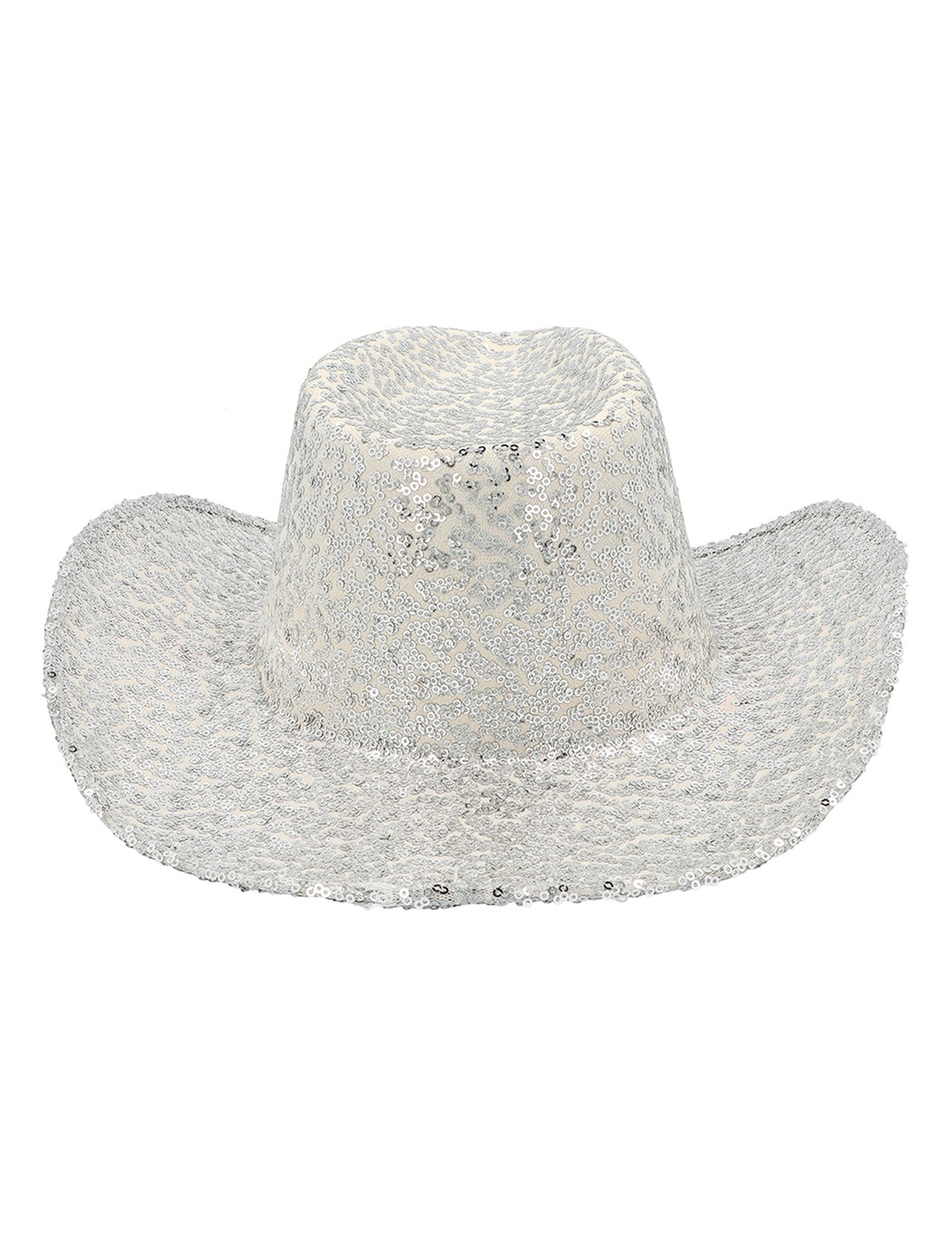 Strieborný flitrovaný kovbojský klobúk pre dospelých