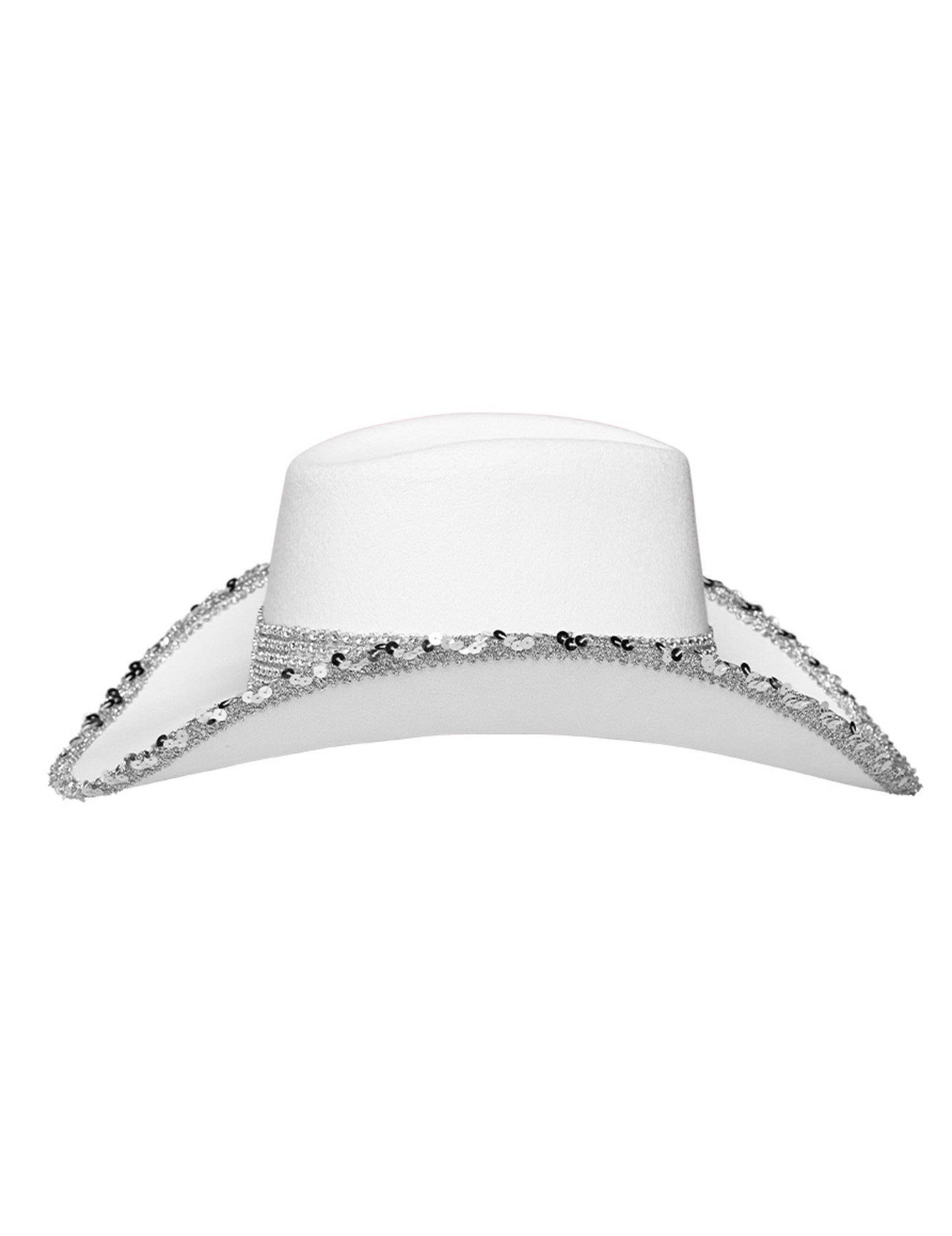 Bílý kovbojský klobouk pro dospělé s kamínky