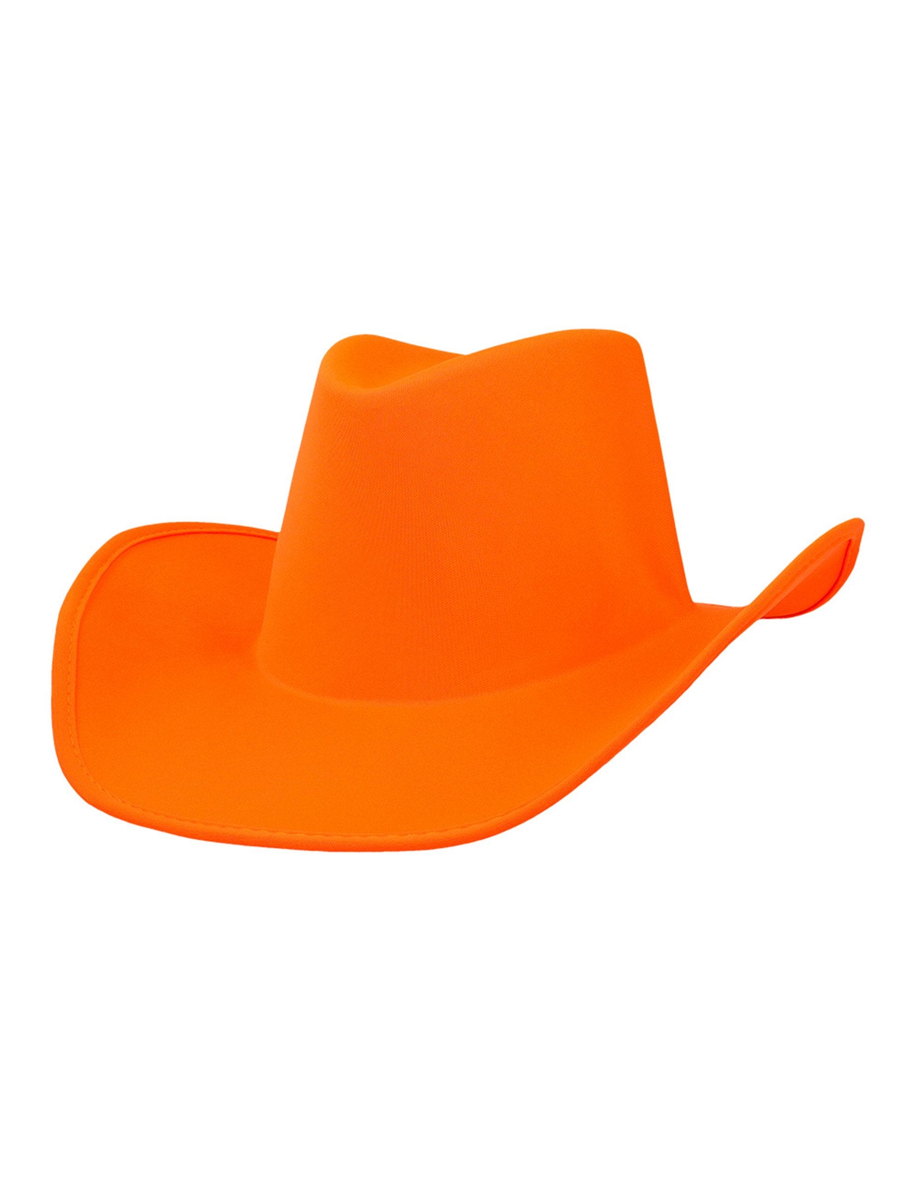 Vue de profil du chapeau de cowboy pour adulte orange fluo