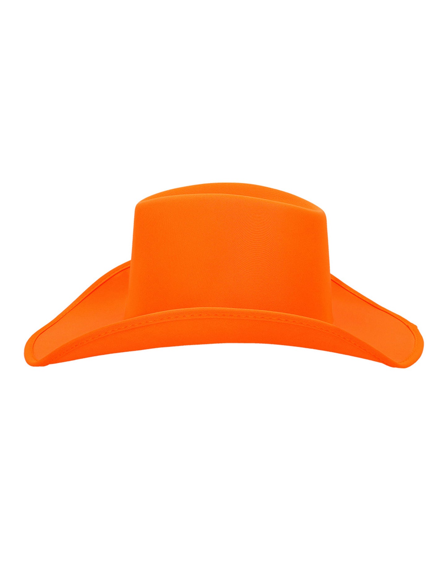 Vue de face du chapeau de cowboy pour adulte orange fluo