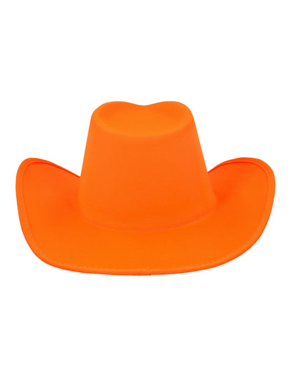 Vue de dessus du chapeau de cowboy pour adulte orange fluo