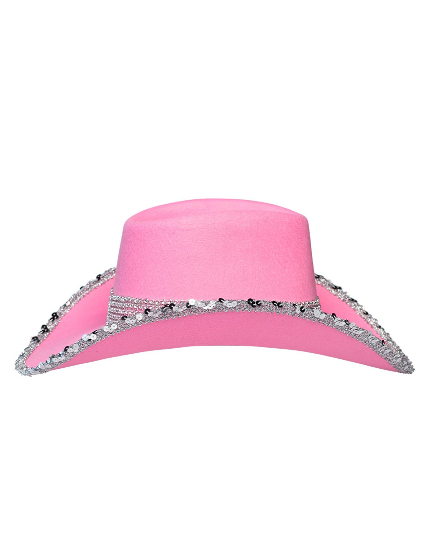 Světle růžový kovbojský klobouk pro dospělé s kamínky
