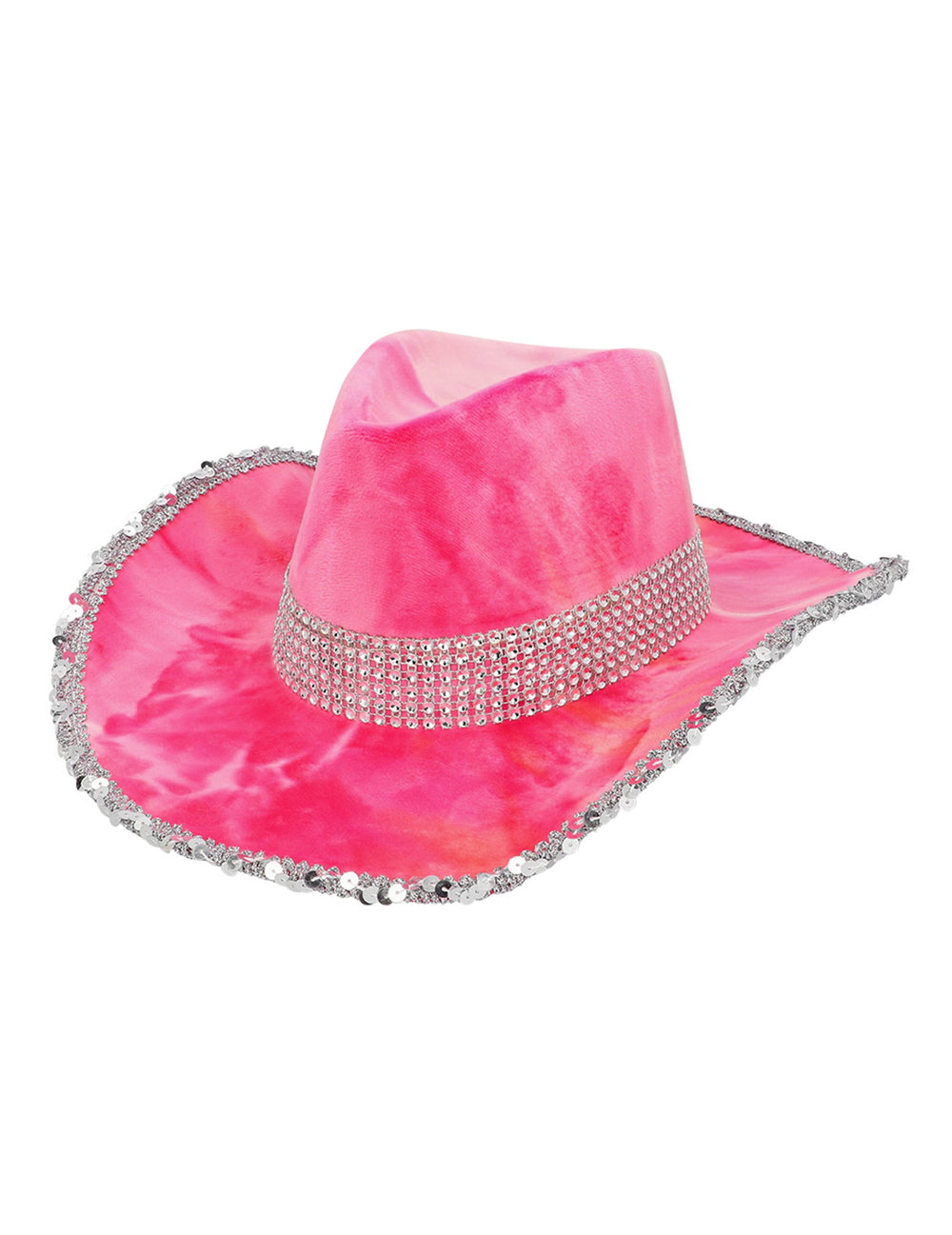 Vue de trois-quarts du chapeau de cowboy tie and dye pour adulte