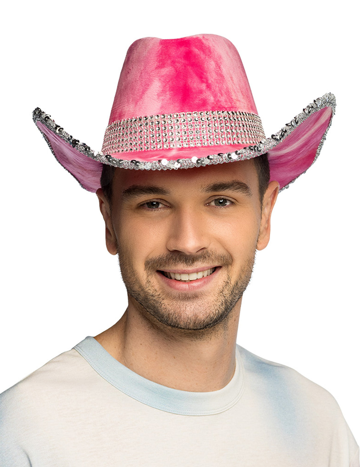 Vue de face du chapeau de cowboy tie and dye pour adulte