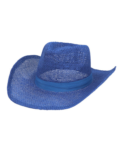Modrý pletený kovbojský klobouk pro dospělé
