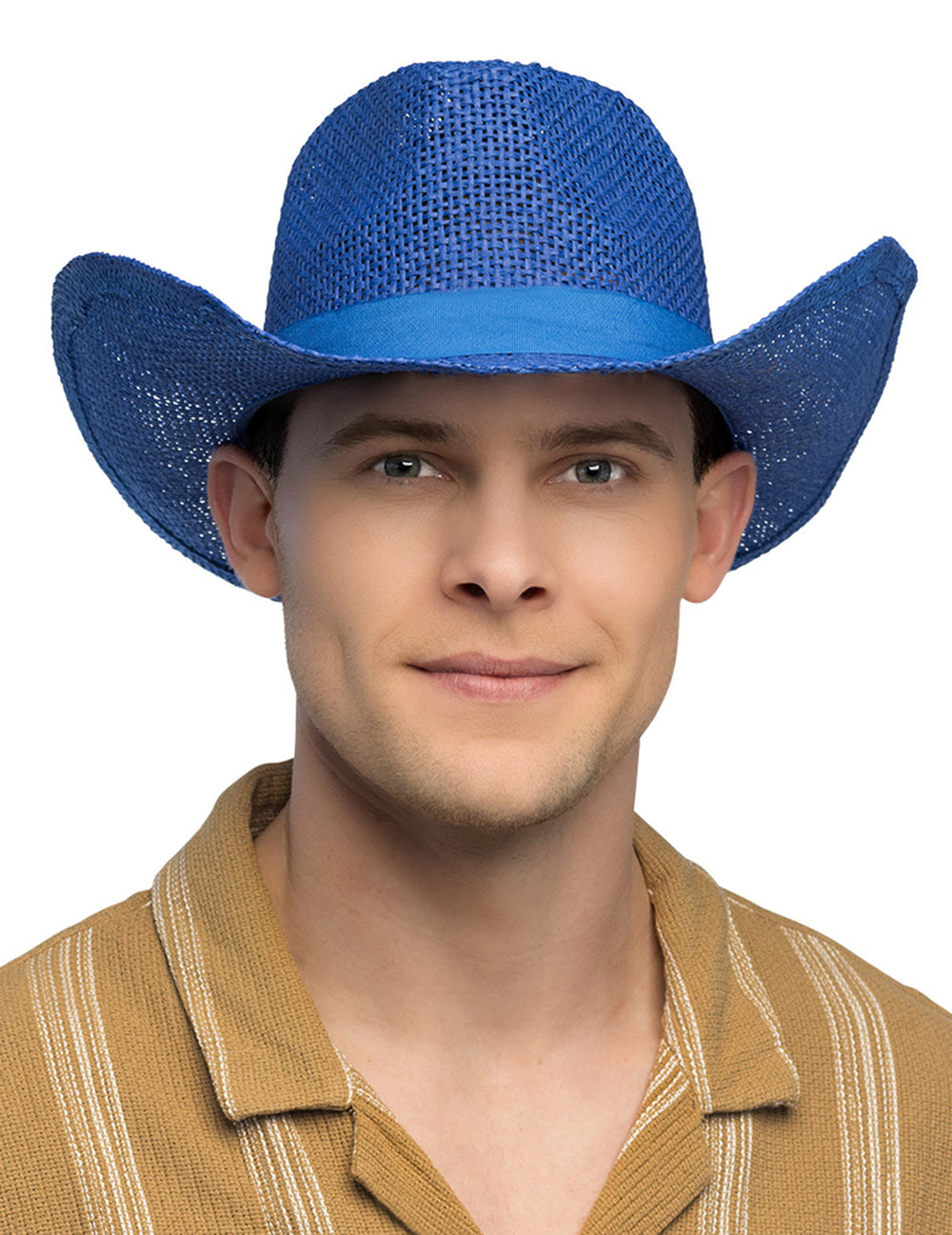 Chapeau de cowboy tressé pour adulte bleu