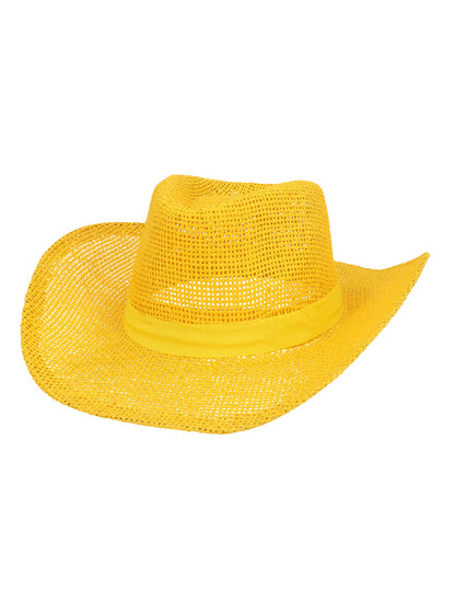 Žlutý pletený kovbojský klobouk pro dospělé