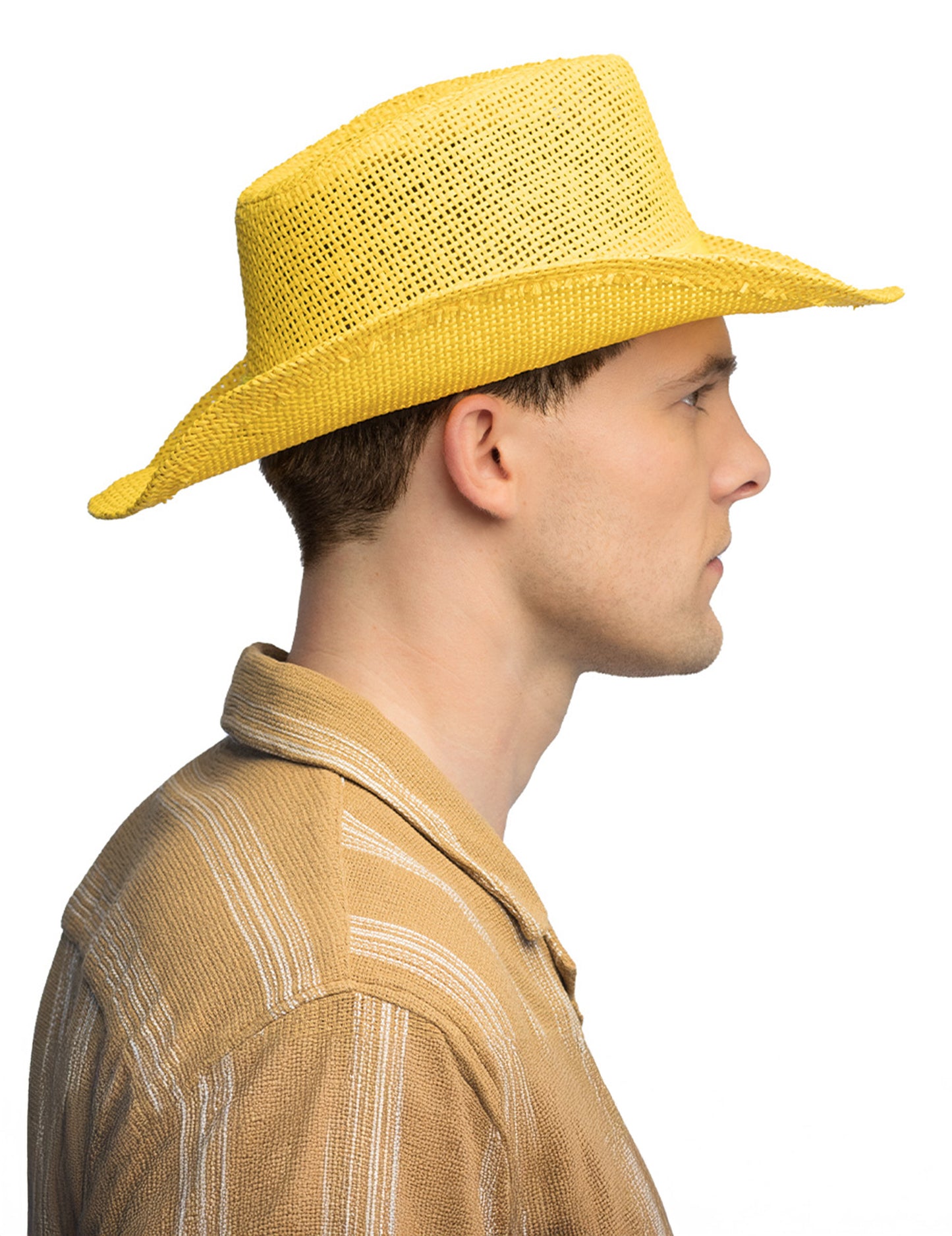 Žlutý pletený kovbojský klobouk pro dospělé