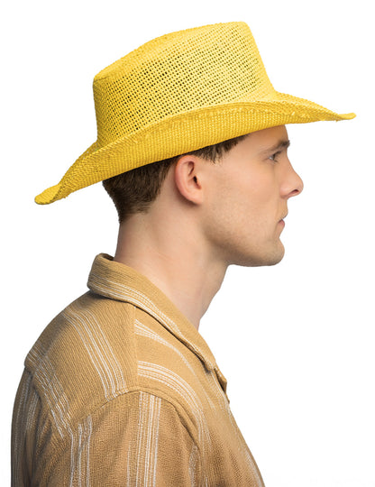 Žlutý pletený kovbojský klobouk pro dospělé