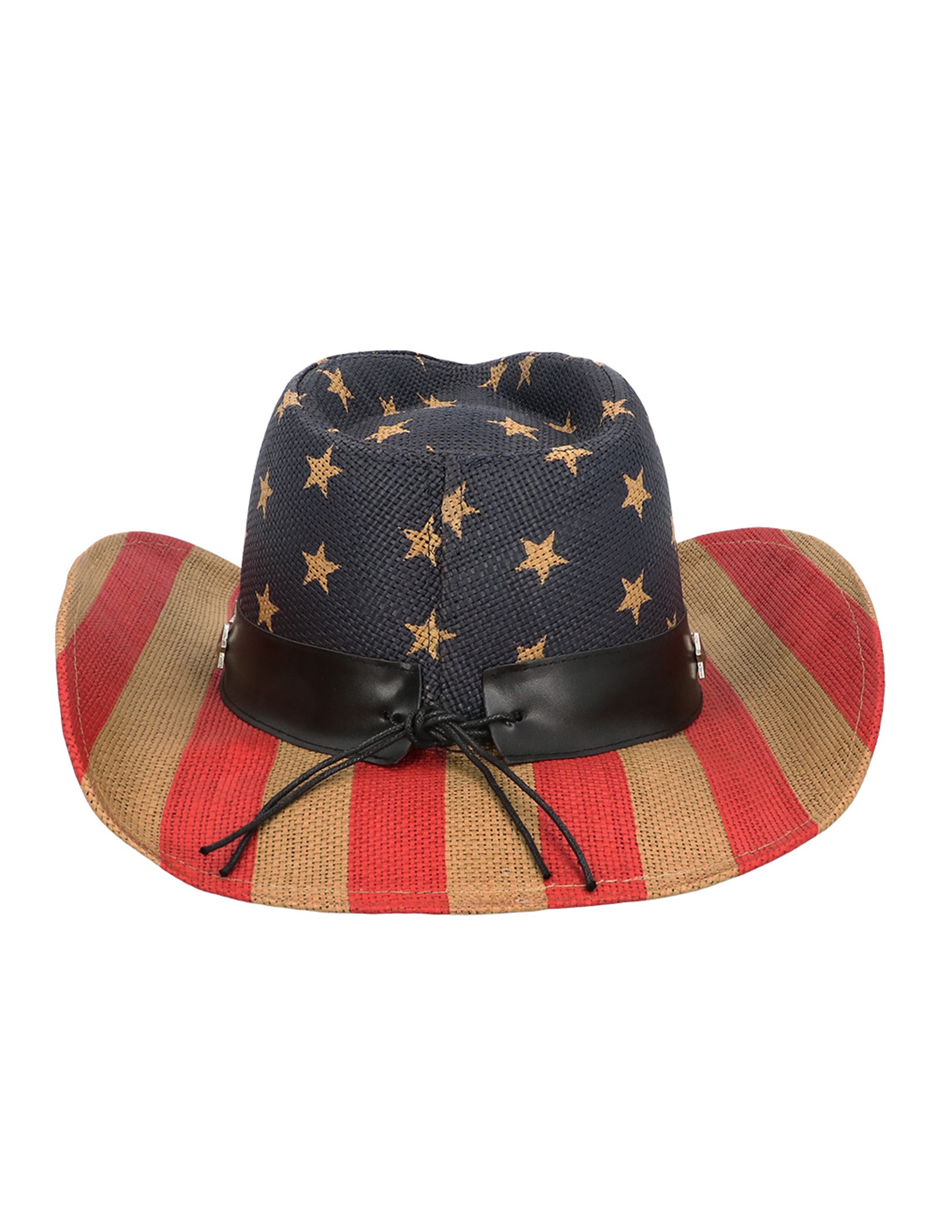Chapeau de cowboy USA pour adulte aux motifs du drapeau américain bleu à étoiles et rayures rouges