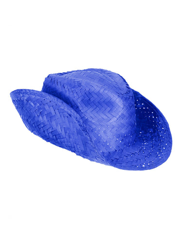 Slaměný klobouk pro dospělé v modrém westernu