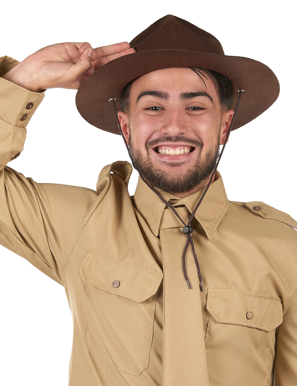 Chapeau de scout pour adulte marron avec cordon