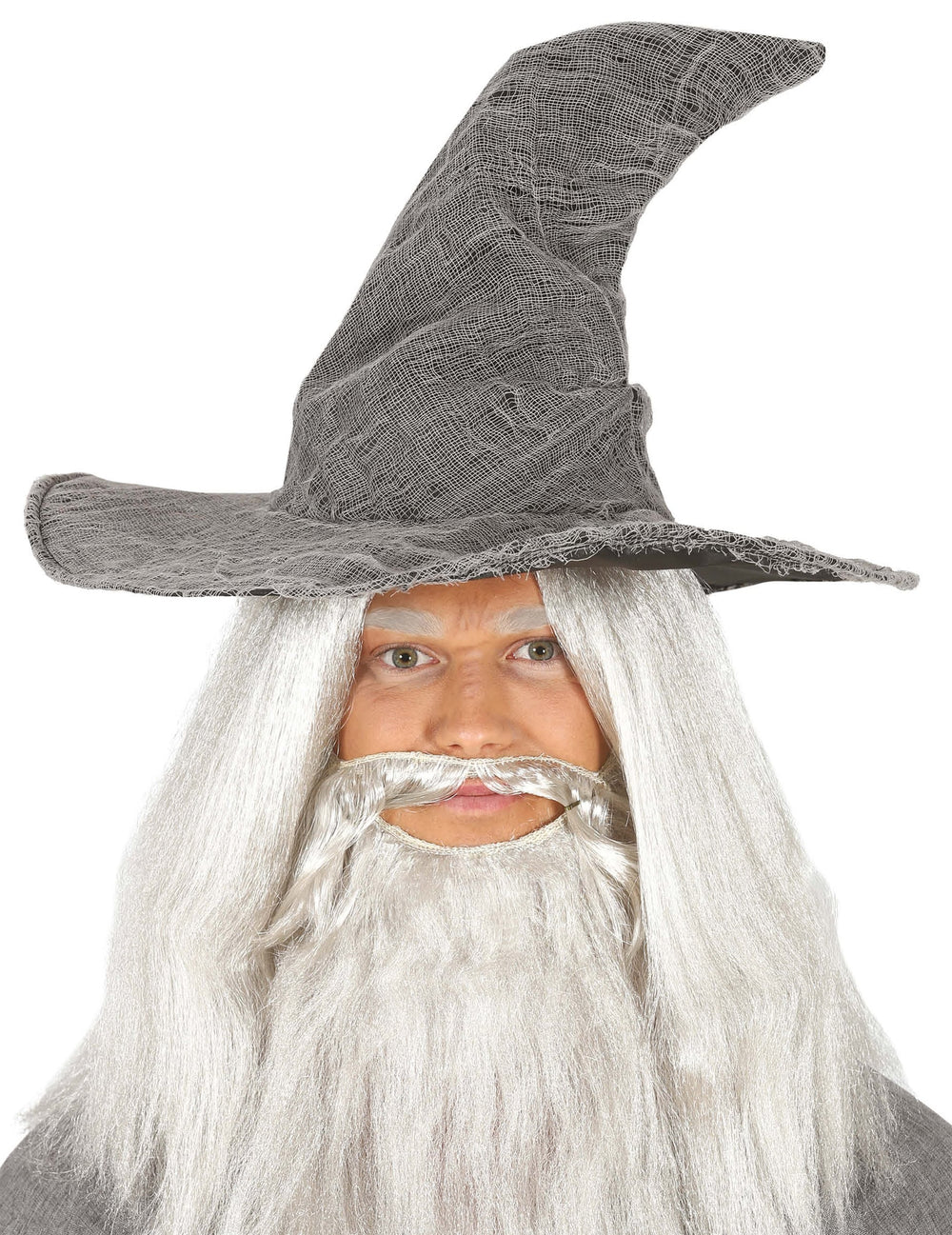 Chapeau de sorcier pour adulte gris effet filet