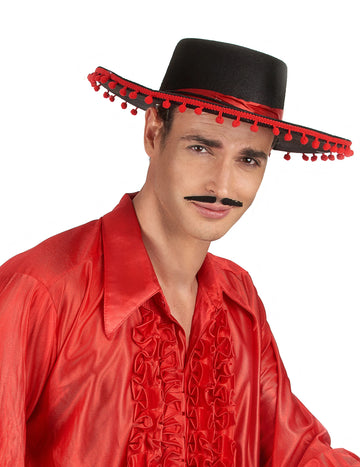 Černočervený španělský klobouk