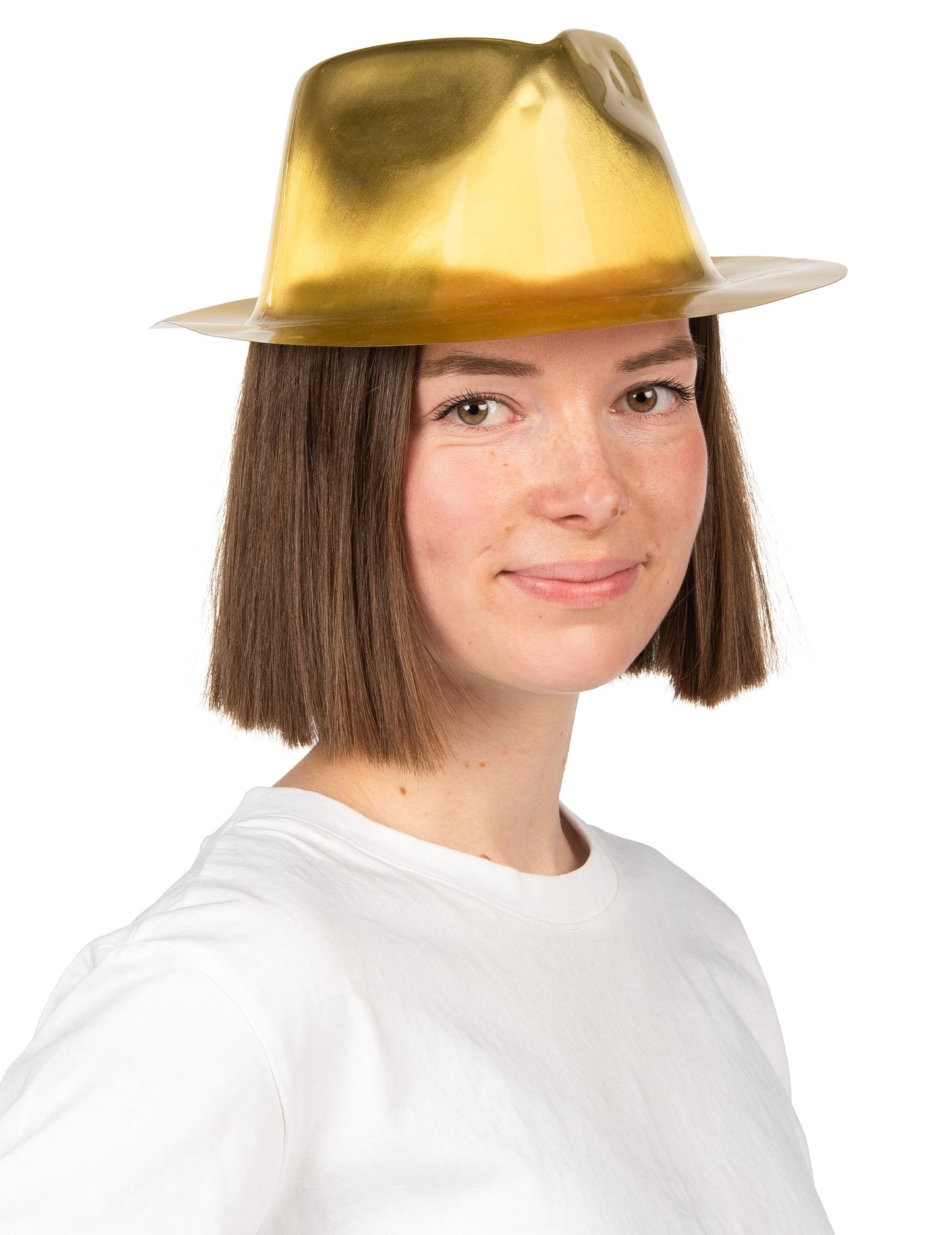 Lesklý zlatý gangsterský klobouk