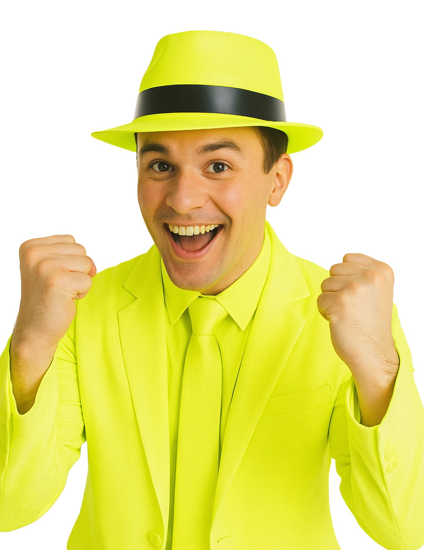 Fluo Adult Yellow Gangster Hat