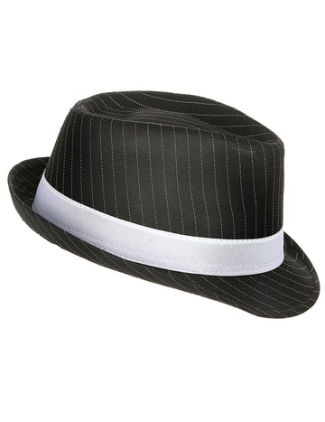 Černý pruhovaný gangsterský klobouk pro dospělé