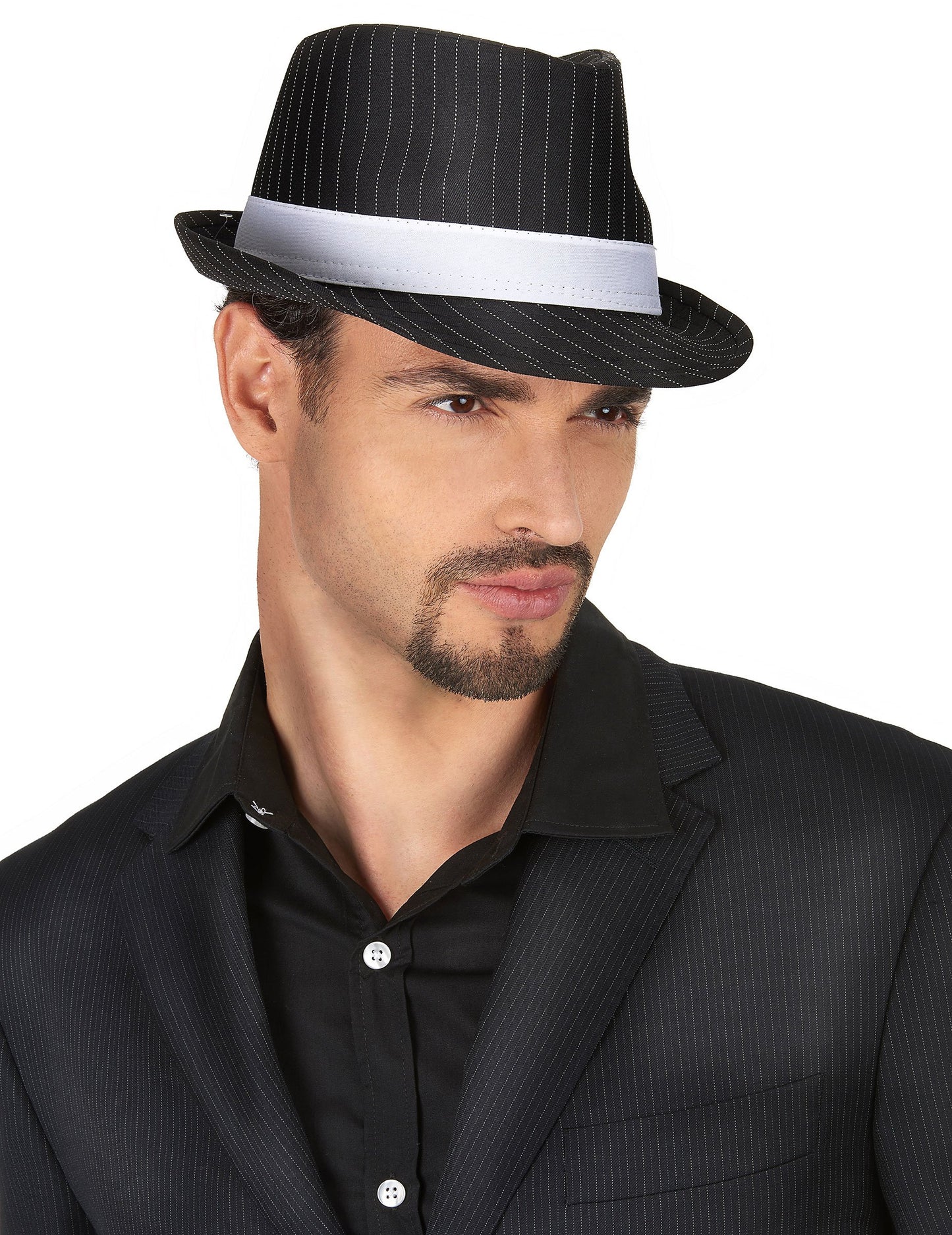 Dospělý pruhovaný černý gangster klobouk