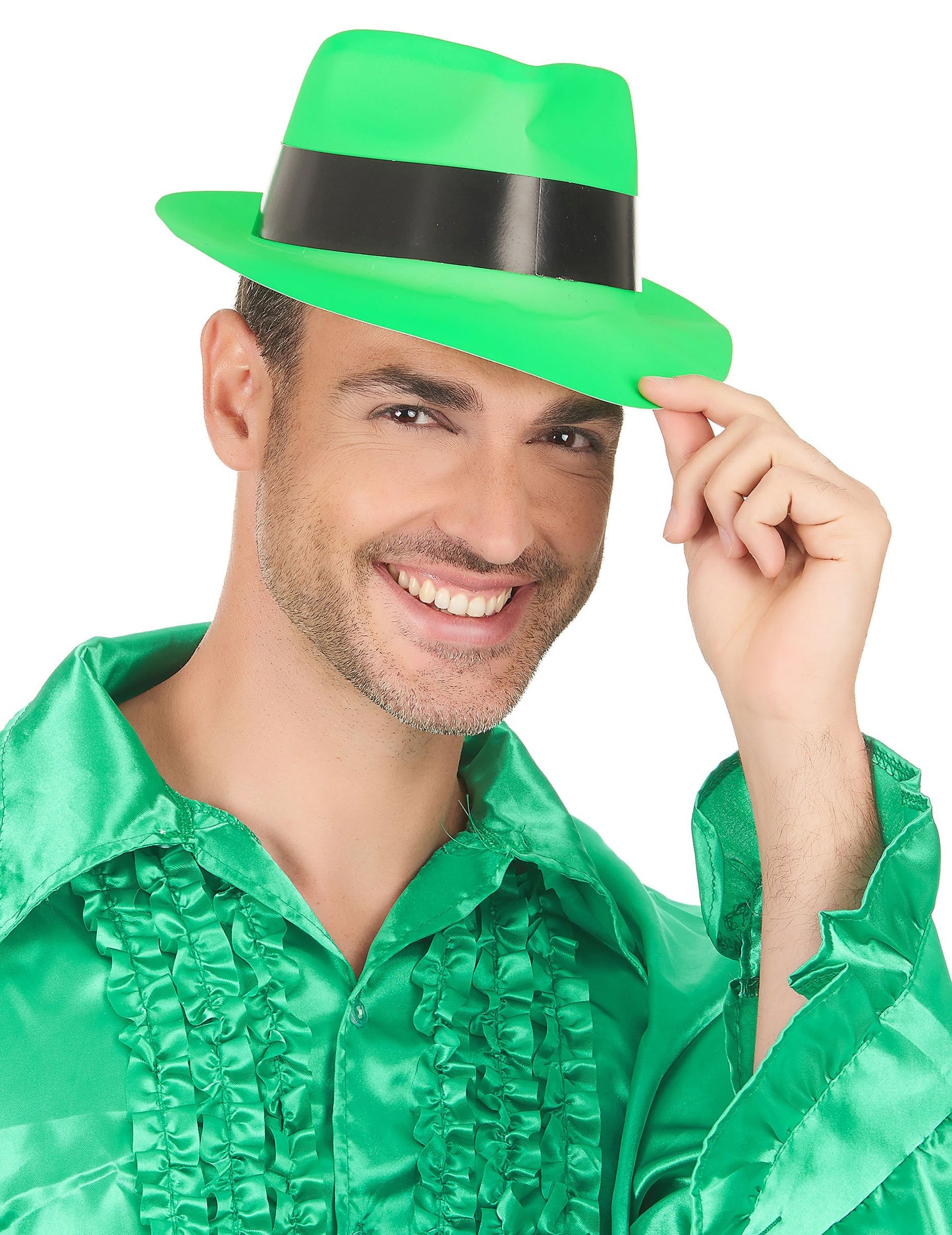 Fluo Adult Green Gangster Hat